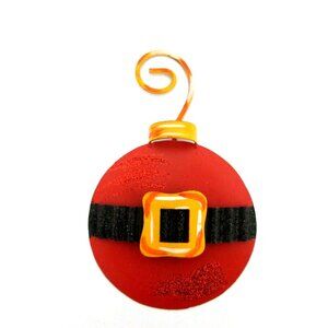 RTC Red 8" Christmas Ornament Metal 3-D Santa's Belly Black Belt Hand-Painted